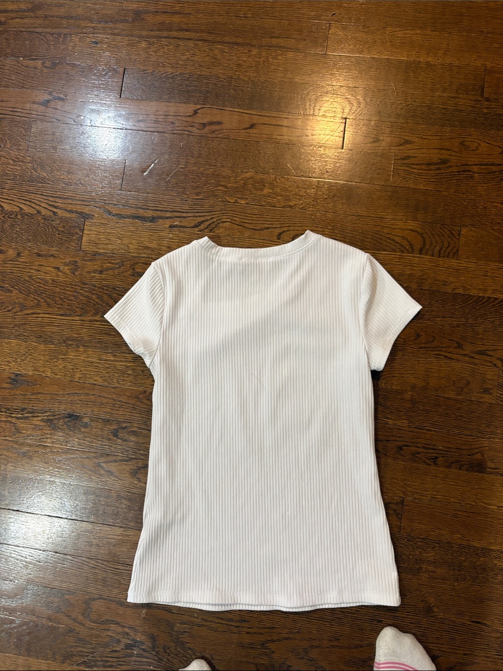 Philosophy White Ribbed Crew Neck Tee - Picture 3 of 3